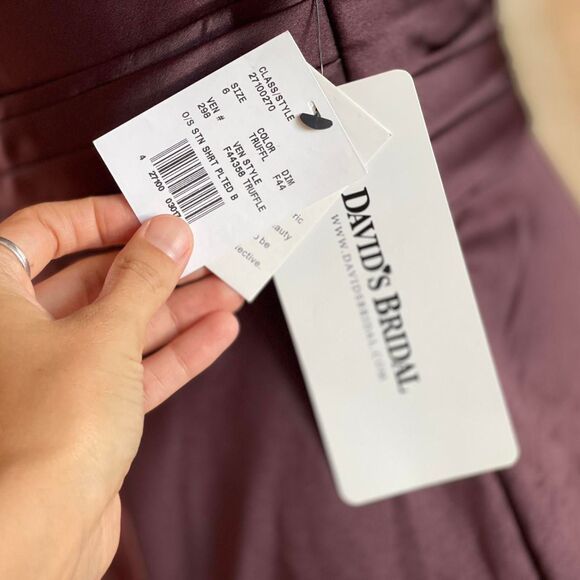 NWT David's Bridal Bridesmaid Mini Dress Brown Satin One Shoulder Size 6 - Picture 7 of 8